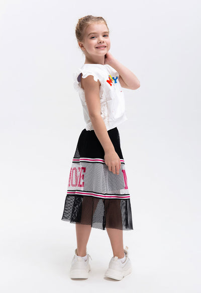 Mickey Mouse Striped Tape Mesh Skirt