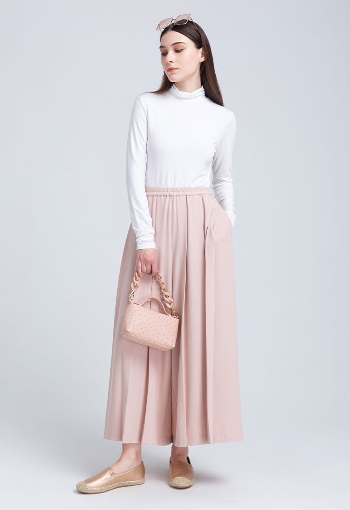 Wide Hem Fold Solid Trouser