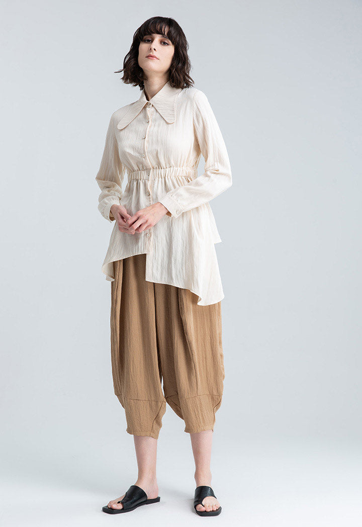 Wide Leg Slanted Hem Trouser