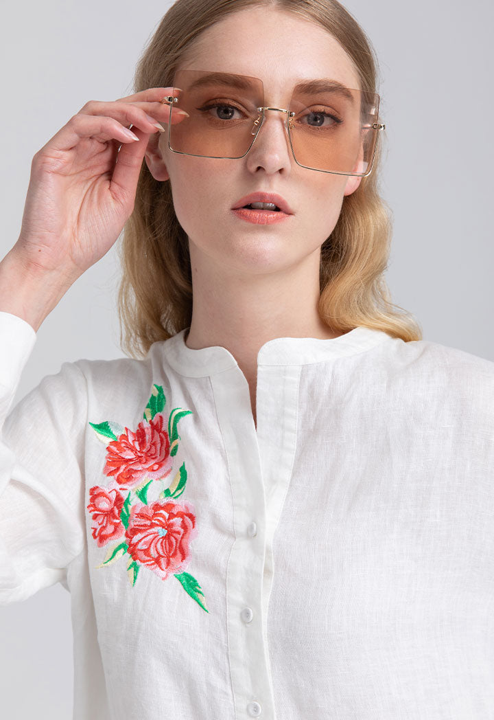 Embroidered Motif Solid Blouse