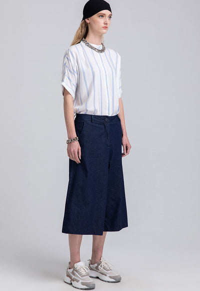 Wide Leg Cropped Denim Trouser