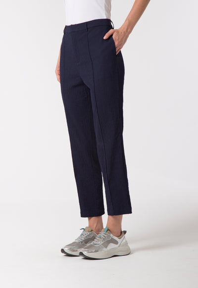 Navy Textured Trouser - Fresqa