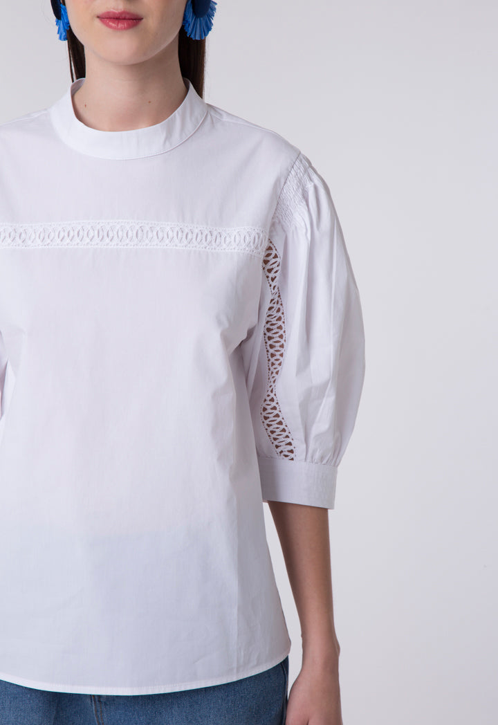 Balloon Sleeves White Blouse