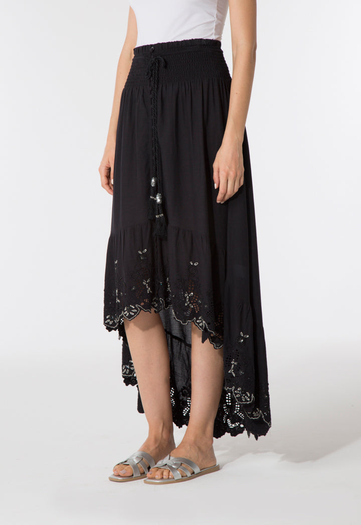 Scalloped Embroidered Long Skirt