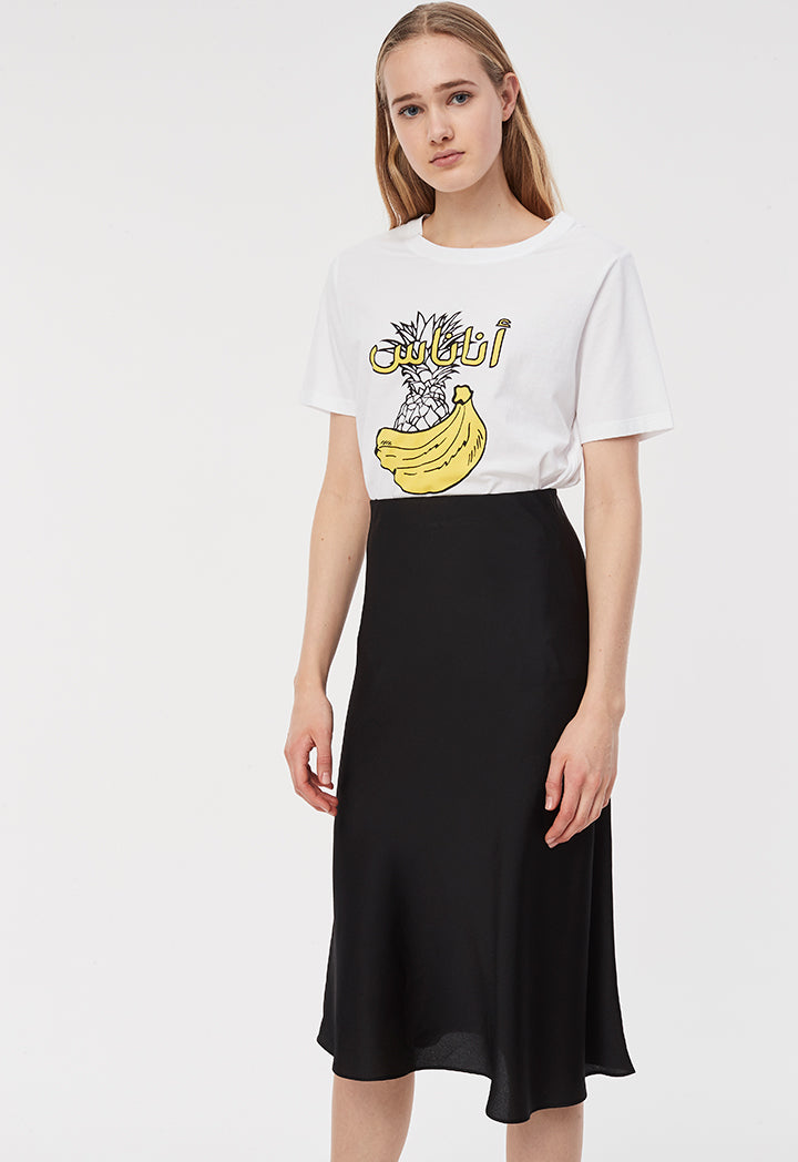 Elastic Waist A-Line Skirt