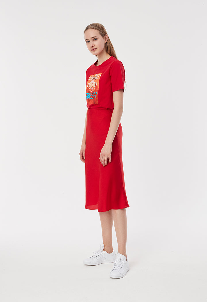 Elastic Waist A-Line Skirt
