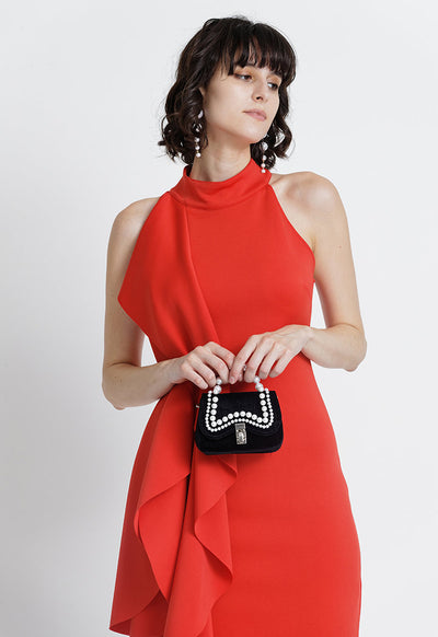 Long Ruffle Solid Dress