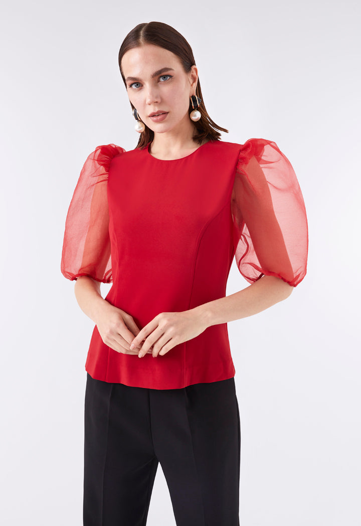 Organza Puff Sleeves Blouse