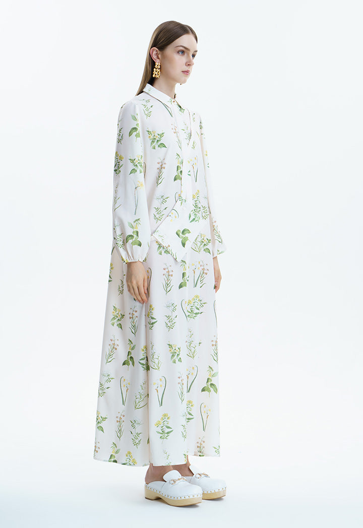 Herbarium Floral Dress With Fixed Pouch