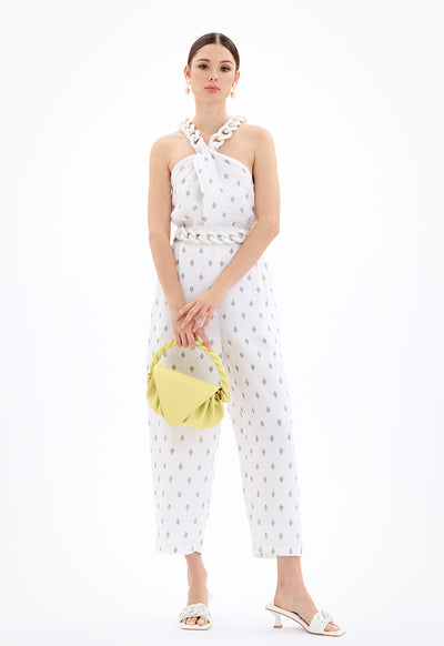 Sleeveless Chunky Acrylic Strap Blouse