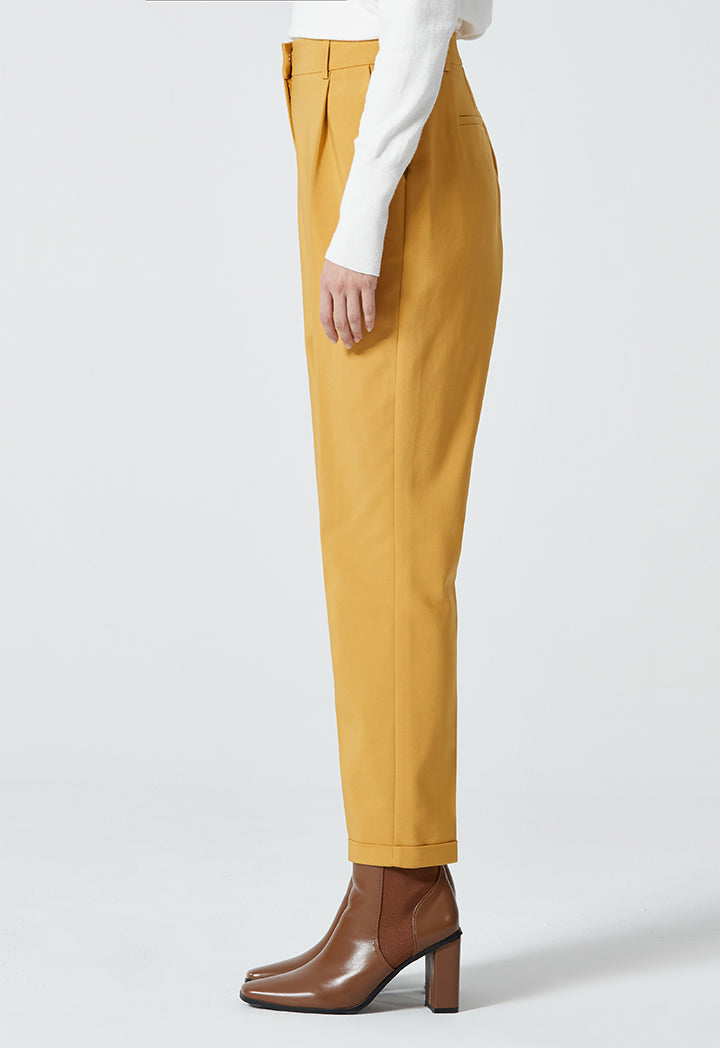 Folded Hem Solid Pegged Trouser