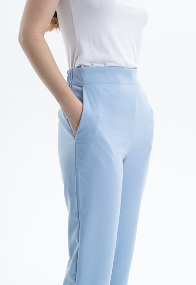 Solid Mid-Rise Pants with Pockets
