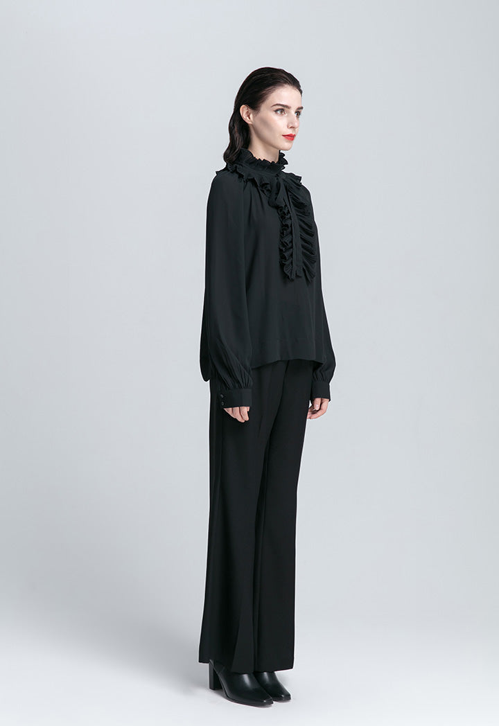Double Ruffled Long Sleeve Blouse