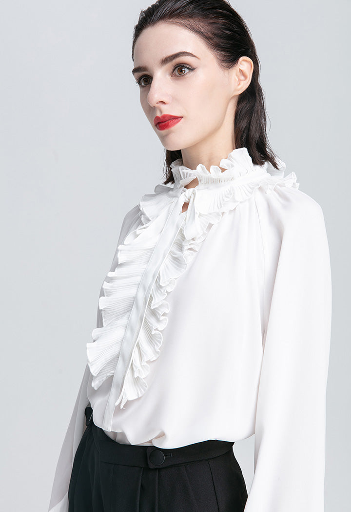 Double Ruffled Long Sleeve Blouse
