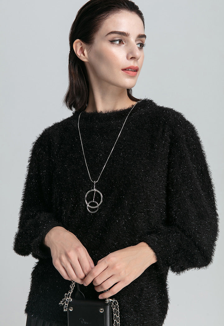 Lurex Fringed Solid Blouse