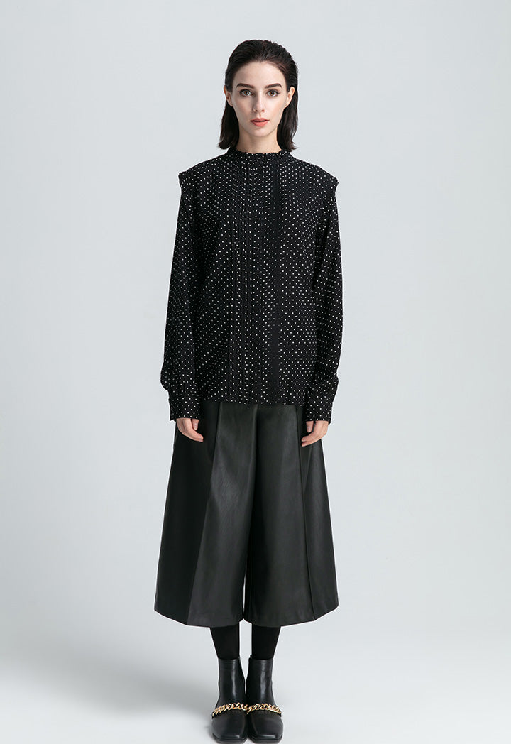 Faux Leather Wide Leg Culottes