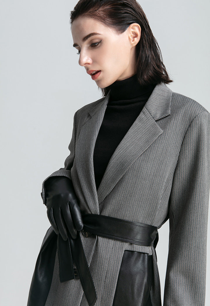 PU Blocks Striped Outerwear