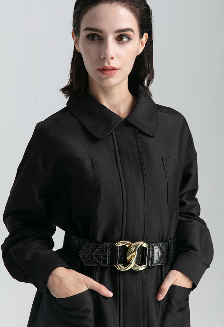 Elasticated Waist Solid Outer Jacket