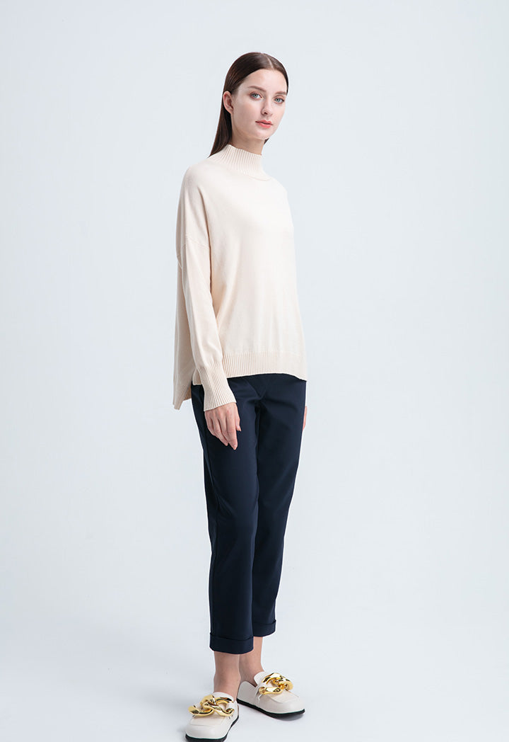 Folded Hem Solid Basic Trouser