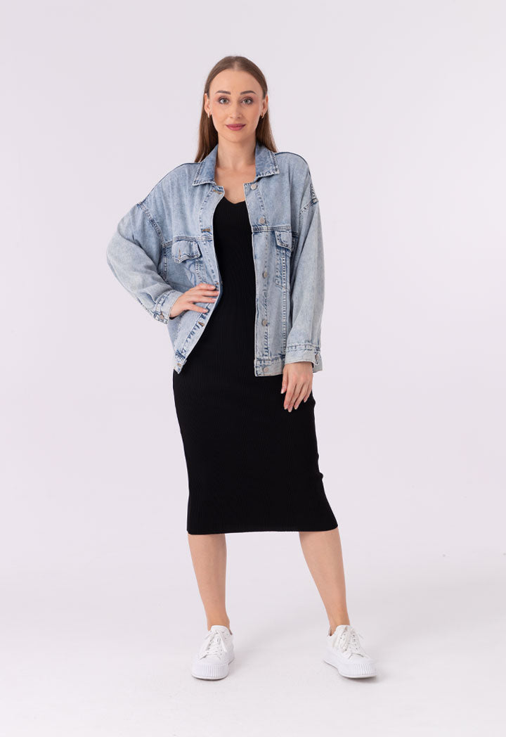Soft Straight Fit Knitted Solid Dress