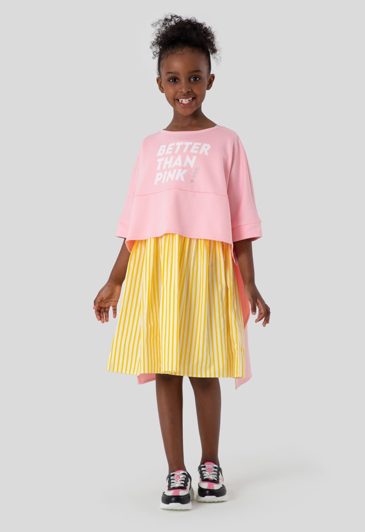 Long Back Overlay Striped Dress