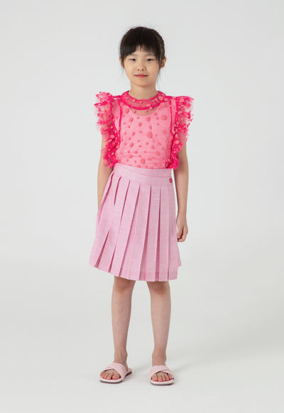 Stripe Lurex Box Pleats Overlay Shorts