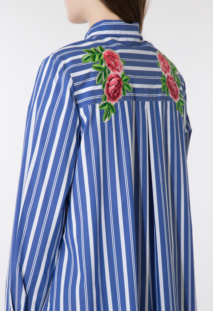 Indigo Striped Shirt Dress