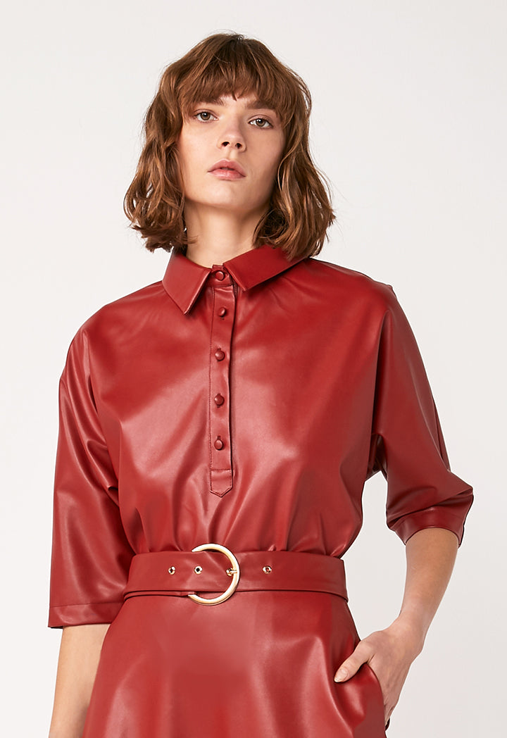 Faux Leather Shirt