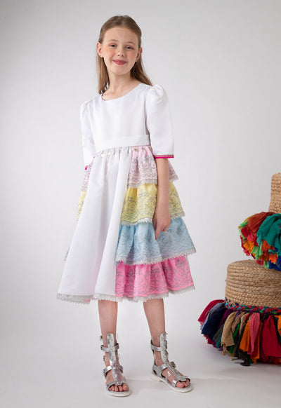 Jacquard Lurex Side Tiered Dress