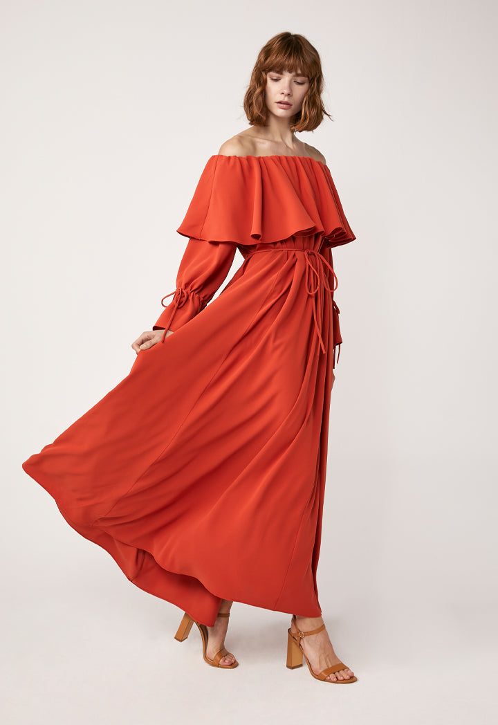 Unicolored Off Shoulder Dress