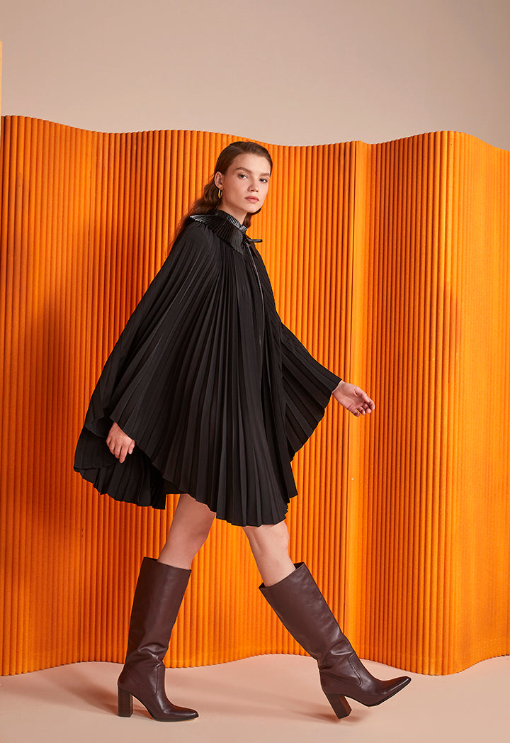 Electric Pleat Flare Dress