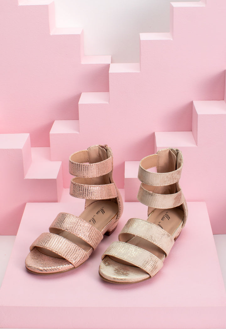 Textured Strap Gladiator Sandals