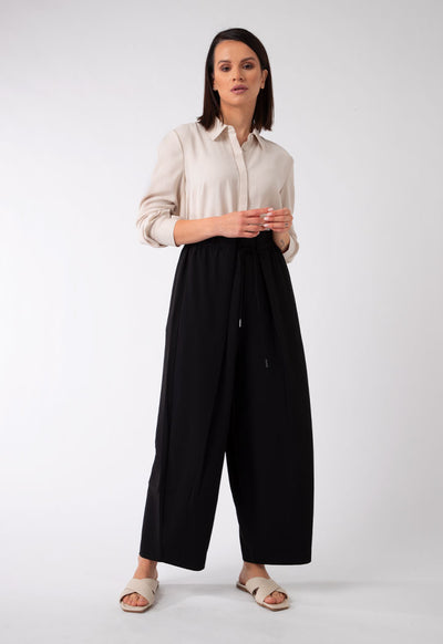 Crepe Culotte With Waist Drawstring