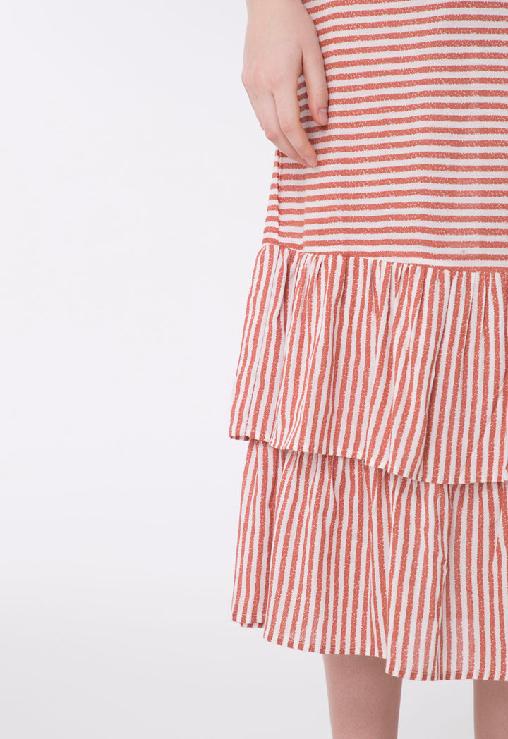 Striped Layered Ruffle Hem Dress