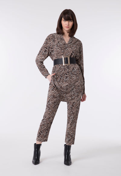 Printed Gathered Waist Trouser