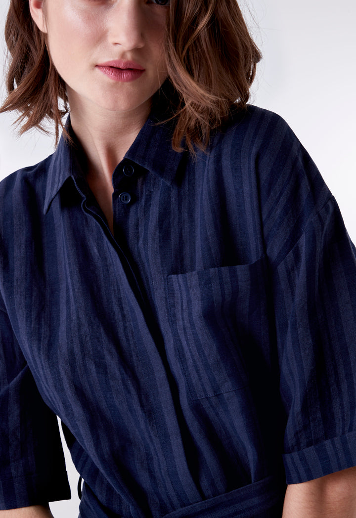 Navy Striped Jumpsuit