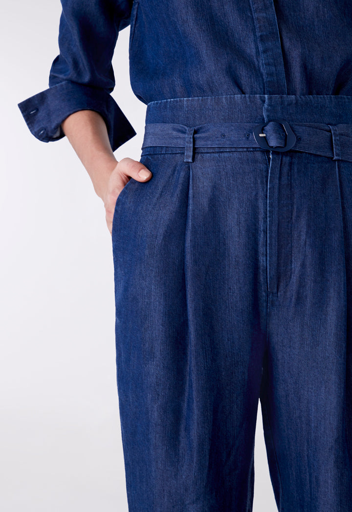 Paperbag Waist Wash Denim Pants