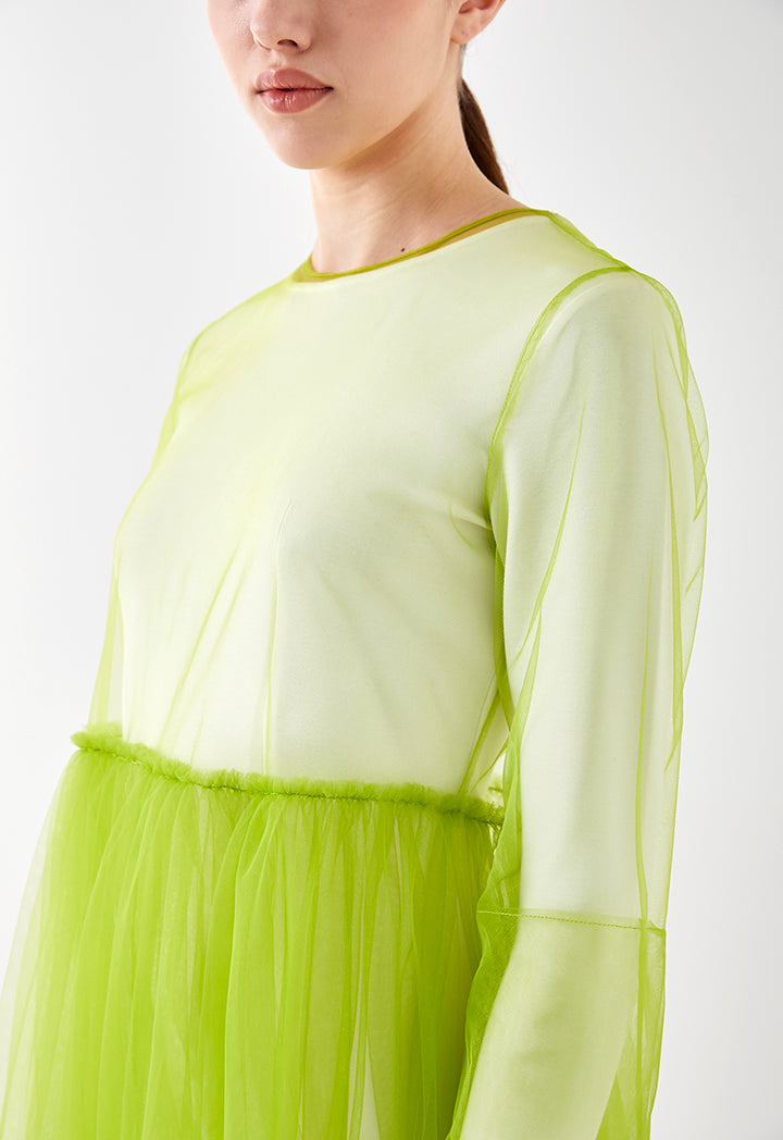 Green Mesh Tulle Outer Dress