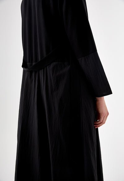 Mix Fabric Black Outerwear