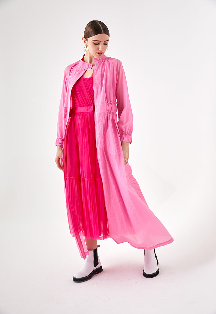 Pink Crinkle Long Outerwear