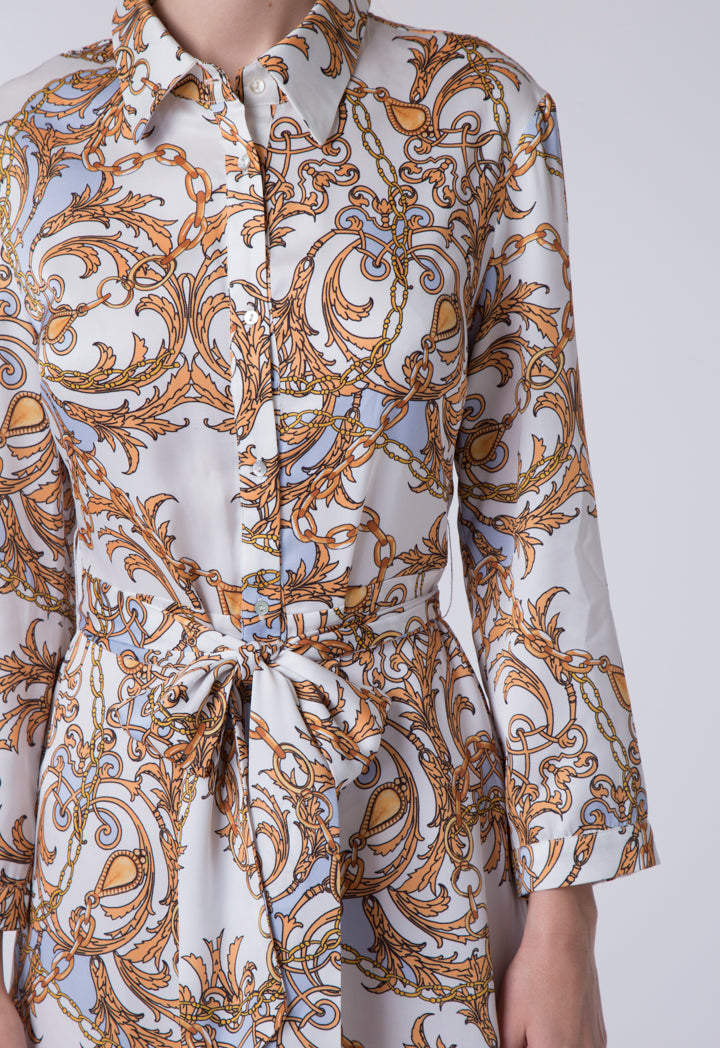 Baroque Print Shirt Dress