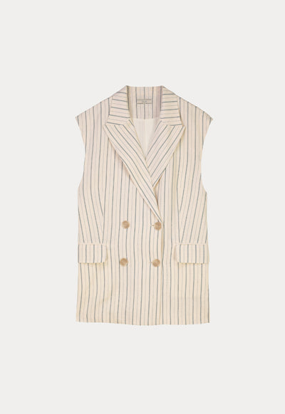 Striped Double Breast Vest Jacket