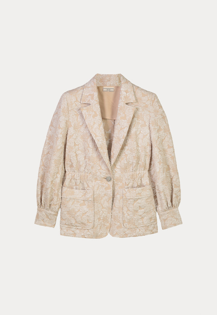 Textured Jacquard Jacket With Front Pockets