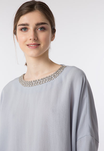 Embellished Neckline Blouse