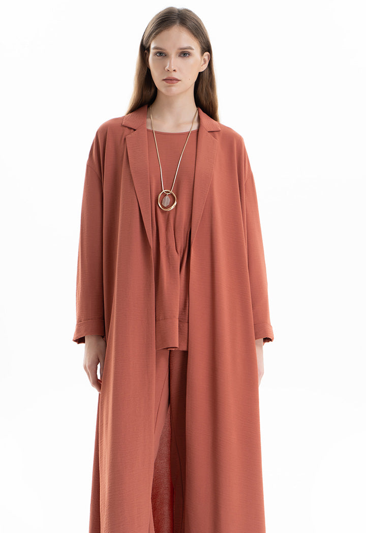 Notched Solid Open Maxi Abaya