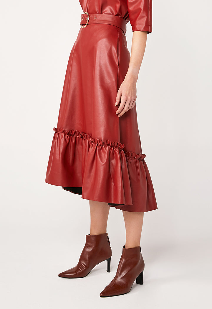 Faux Leather Solid Skirt
