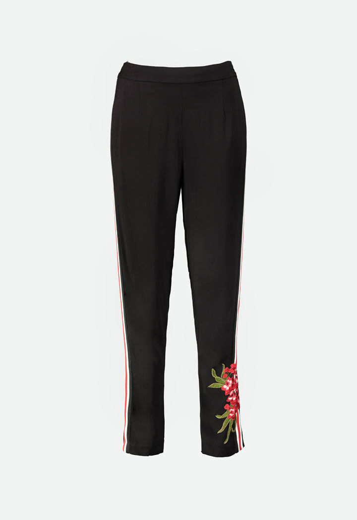 Floral Embroidered Tape Trouser