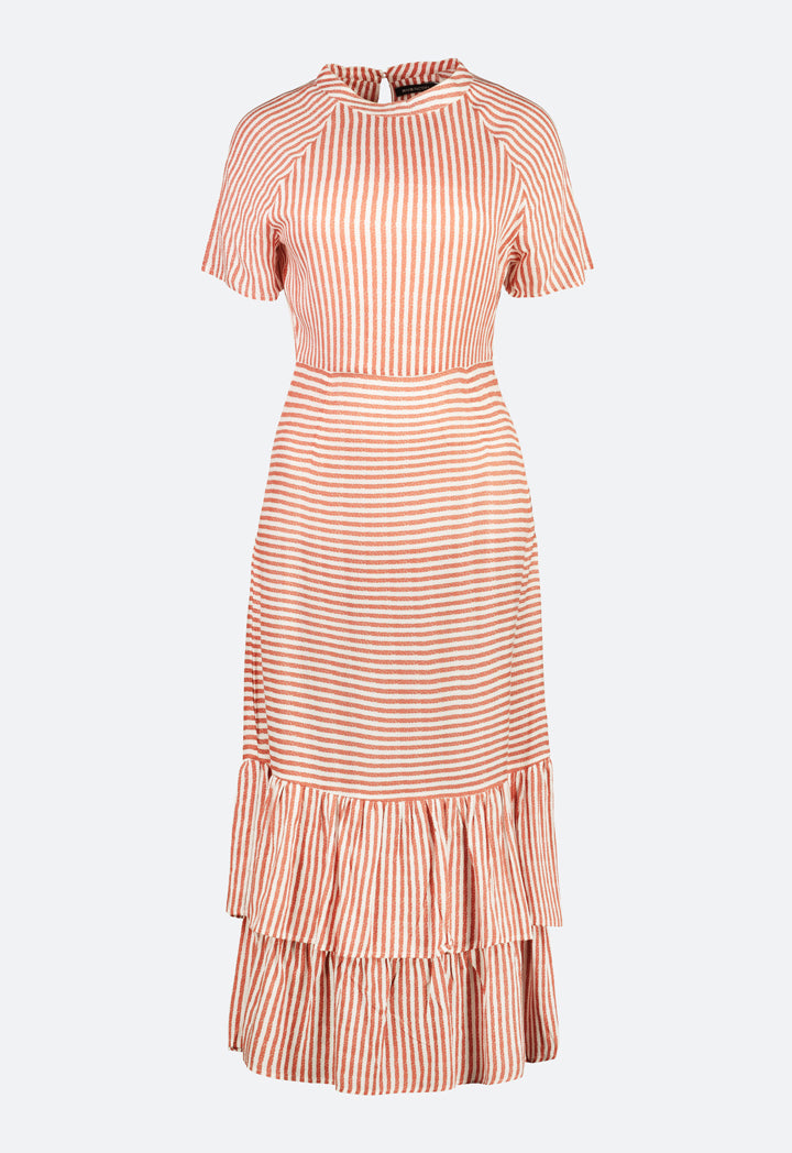 Striped Layered Ruffle Hem Dress