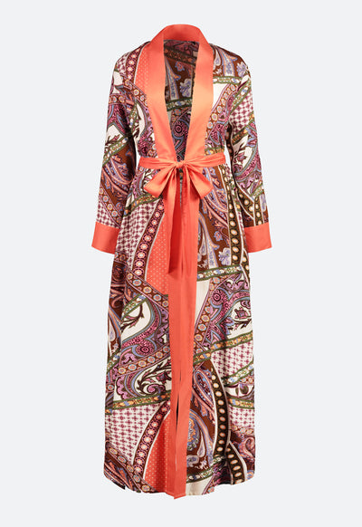 Printed Contrast Edge Maxi Outerwear