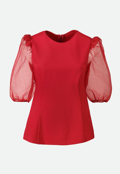 Organza Puff Sleeves Blouse